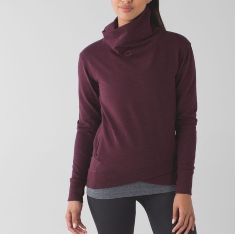 Lululemon On The Double Cowl Neck Pullover Bordeaux Size 2